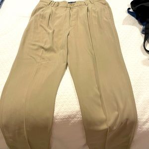 Men’s beige silk dress pants size 38/32 pleated front